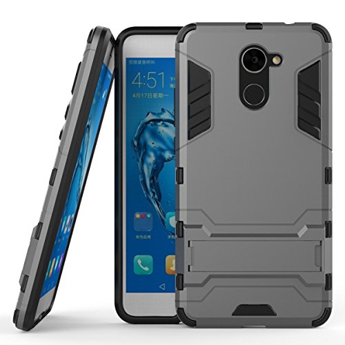 Huawei Y7 Prime Funda  SMTR Ultra Silm H  brida Rugged Armor Case Choque Absorci  n Protecci  n Dual Layer Bumper Carcasa con pata de Cabra para Huawei Y7 Prime  gris