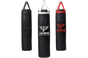 Jayefo Sports Punching Bag - Hanging Boxing Bag for MMA, Karate, Judo, Muay Thai, Kickboxing, Self Defense Training for Training at Home or Gym - Unfilled Heavy Bag 70 to 100 lbs - Black