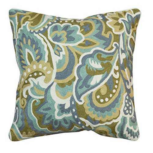 Jute & co Chainstitch Kissen bestickt, 50 x 50 cm, Wolle/Baumwolle, mehrfarbig