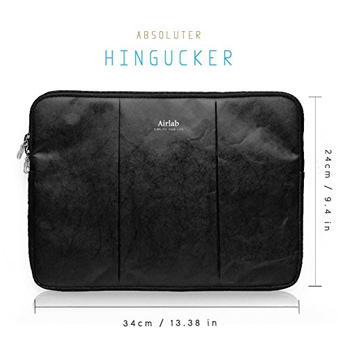 Laptophülle Laptoptasche, Airlab Notebook Tasche aus Papier [Spritzwasserschutz & Unzerreißbar], Geeignet für 13,3 Zoll Macbook Air/ Pro Retina, Surface Pro 3/4, Dell XPS 13, Lenovo Yoga und andere Ultrabook, Größe: 34 cm x 24 cm, Schwarz