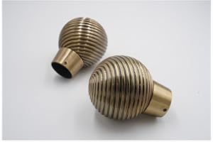 THE POLES & BLINDS OUTLET 28mm Diameter Curtain Pole Finials Ends - Ball Design - Antique Brass Finish - Pack of 2