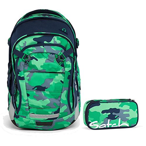 Preisvergleich Produktbild Satch MATCH by Ergobag - 2tlg. Set Schulrucksack - Green Camou (SchlamperBox)