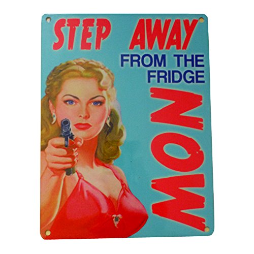 CambSigns Step Away from The frigorífico Metal Sign - Acero, 20 x 15 cms