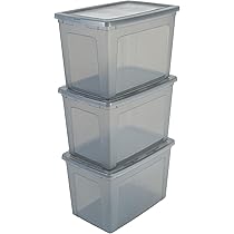 Set 3 Scatole Portaoggetti Iris Ohyama 50L - Grigio, Impilabili, Con Coperchio, Per Armadio O Scaffali - Foto 7