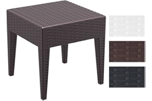 CLP Tavolo Polirattan Miami per Giardino – Tavolino Quadrato Impilabile da Appoggio per Balcone - Tavolo Basso da caffè in Polipropilene Polyrattan Marrone 45 x 45 cm