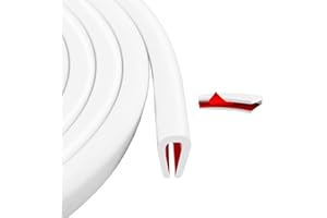 LEFUNOM Junta de goma adhesivo protector de borde blanco perfil de goma en u junta para puerta coche cristal metal (3m, 1,6mm)