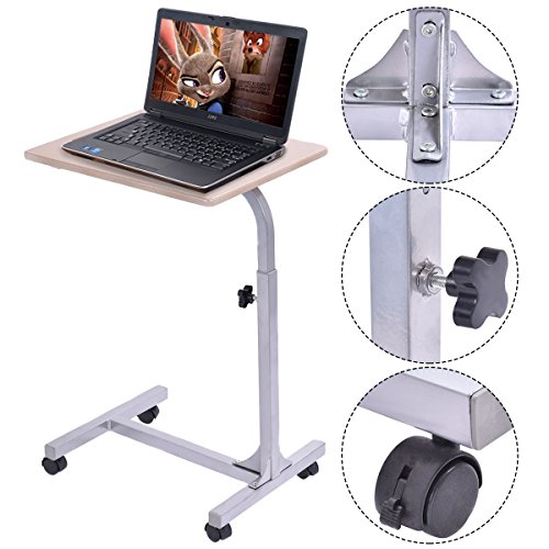 Goplus Laptoptisch höhenverstellbar Rolltisch Betttisch Notebooktisch Beistelltisch Pflege mit Bremsen - 2