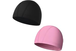 JYCY 2 Pcs Swimming Cap - Elastic & Lightweight Comfortable Fabric Swimming Hats for Women, Men, Kids (6-14) and Adults - Boys Girls