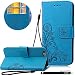 Produktbild HUDDU Blau Schutzhülle Handyhülle Four Leaf Clover Muster PU Leder Tasche Wallet Case Flip Hülle Kartenfach Magnetic Stand Cover für iPhone 6/6S 47 Zoll