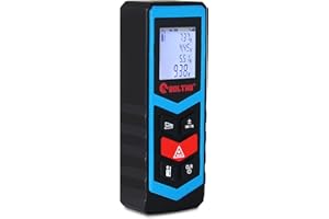 BOLTHO Laser Measure 60M/196Ft Laser Distance Meter, Portable High Precision and Backlight LCD Display, Measure Distance, Area and Volume, Pythagorean Mode Battery Included (Blue)