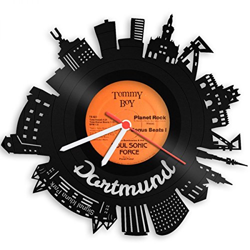 Skyline Dortmund 2017 Wanduhr aus Vinyl Schallplattenuhr Upcycling Design-Uhr Wand-Deko Vintage-Uhr Wand-Dekoration Retro-Uhr Made in Germany
