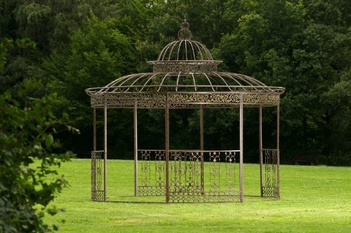 CLP runder LUXUS Pavillon ROMANTIK, aus stabilem Eisen Vierkantprofilen, Ø 5 Meter, Höhe 4,45 Meter bronze - 3
