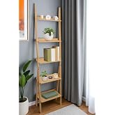 Digithome Bambu 5 Raflı Merdiven Kitaplık Banyo D&uuml;zenleyici Raf Organizer Saksılık DB-0022