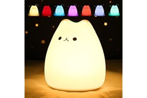 ZKLiLi Lampada da gatto carina, lampada notturna in stanza per ragazze, lampada da gattino regalo di compleanno baby baby teenager portatile in silicone kawaii night lamp nursery room decorazione