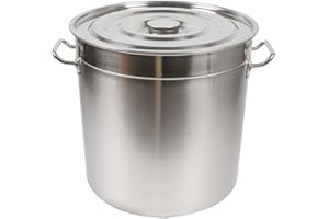 LOYALTYCLIVIA Casserole en acier inoxydable - Grande capacité - Pour la restauration - Pour le camping - Avec couvercle - Pour cuisinières à gaz, électriques et à induction (70 l)