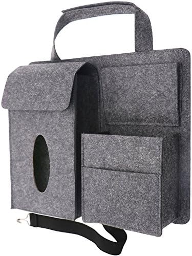 SUNSWEI Car Seat Storage Bag, Car Seat Back Organizers With Tissue Box and Multi-Purpose Storage Pockets for Baby Feeding Bottle, Snack, Cellphone, Notepad, Credit Cards Etc (Dark Gray)