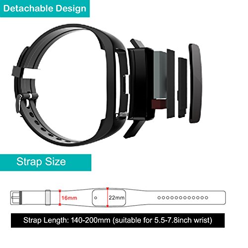 AsiaLONG Fitness Armband mit Pulsmesser Wasserdicht Fitness Tracker Aktivitätstracker Schrittzähler Uhr mit Herzfrequenz / Schlafanalyse / Kalorienzähler / SMS SNS Wecker Vibration für Android und IOS Smartphones - 3