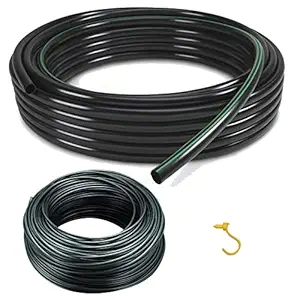 DASHANTRI Drip Irrigation Accessories |Drip Irrigation Hose Pipe | 16 mm and 0.4 cm | 25m Each Pipe, Black, Standared