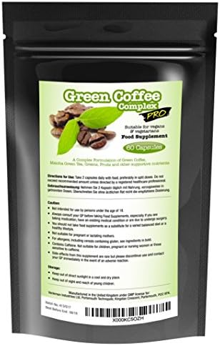 Proven Weight Loss With Green Coffee Complex PRO - 60 Capsules - Unique Strong Green Coffee Blend