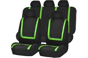 JNNJ 9 Pièces Set Complet Housses De Siège Voiture, Housses Siège Avant Et Arrière Voiture Universelles, Auto Couvre Sieges Accessoires Interieur, pour avec Presque Toutes Les Voitures(Vert)
