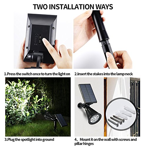 Vorally LED Solarleuchte mit Bewegungsmelder, 6leds Solar Spotlight Wasserdicht solar Gartenleuchten, Solar Außenleuchte, solarleuchten für Garten, Garten Deko, Garage usw. (Weiß) - 5
