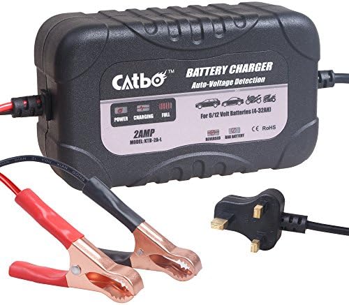 CATBO 2Amp car battery charger 2Amp 6V 12V auto-voltage detection lead acid battery float charger maintainer for motorcycle car