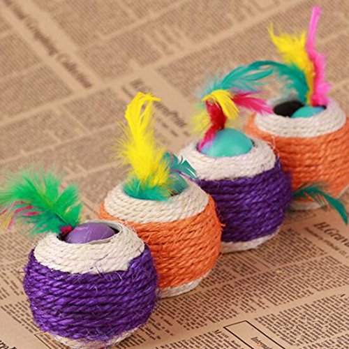Funny-Pet-Products-Scratch-Sisal-Ball-Dual-Holes-With-Feather-Pet-Cat-Dog-Toys