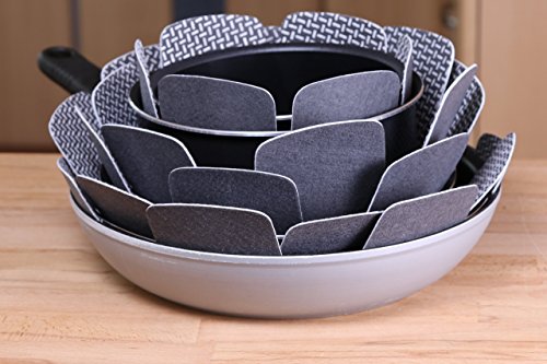 Chefarone Pfannenschutz mit antirutsch – 5er Set Stapelschutz – 38 cm Pfannenschutzeinlagen – Pfannenschutzset – Pfannenschoner für Pfanne - 2