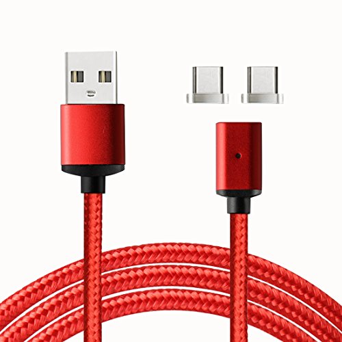 Lively Life Magnetic Type C Chargeur C  ble Sync Cordon de Charge avec 2 connecteurs pour Samsung  Huawei  Nouveau Macbook  HTC  Sony et Plus USB C p  riph  riques 3 3ft   1m  Rouge 