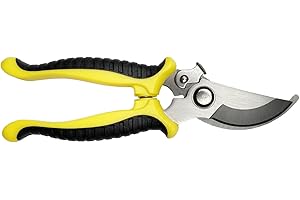 Newaner Sécateur, cisailles antidérapantes avec poignée de verrouillage Cisailles à branches de fleurs de jardin de réparation professionnelle, cisailles à branches multifonctionnelles（Jaune）