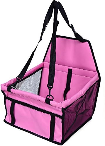 Pet Car Seat Puppy Travel Carrier Clip-On Dog Booster Seat with Seat Belt Tether Pink