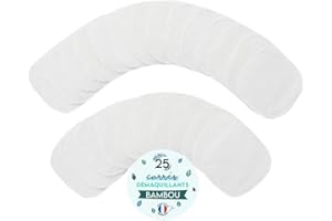 25 Carrés Démaquillants Lavables en éponge Bambou Bactériostatique | Préférez notre Fabrication Entièrement Française