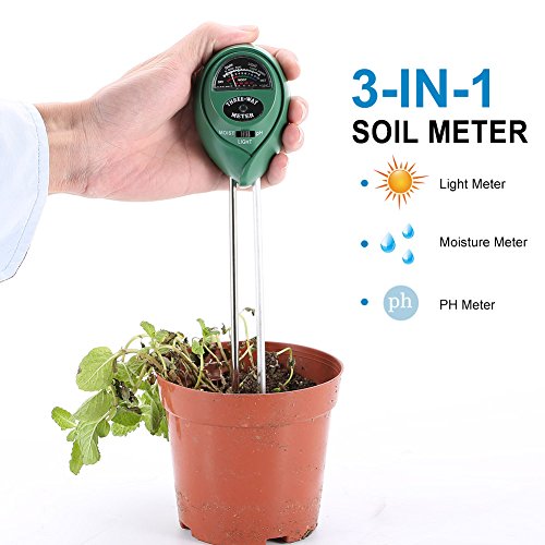 Lypulight 3-in-1 Tester del Suolo Meter di Umidità del Suolo Luce PH Test Kit Giardinaggio Cura delle Piante Pianta Paesaggistica Prato Cura in Casa e Fuori