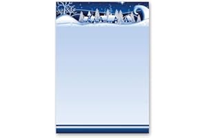 20 Sheets Motif Letter Paper! Christmas, Seasons - Winter Winter Village ? Blue DIN A4 - Paper-Media