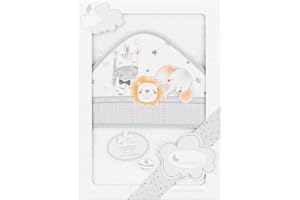 Interbaby Asciugamano con cappuccio per neonato ANIMALITOS in bianco e grigio - 560 g