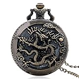 Herren Taschenuhr, antik Dragon Hohl Taschenuhr Quarzt Armbanduhr, Geschenke für Männer