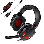 TeckNet HS800 Casque Arceau Gamer; Ecouteur Stéréo Pro; Son Surround 7.1 Vibration avec Micro Microphone Antibruit pour Jeux PC Gaming - Noir