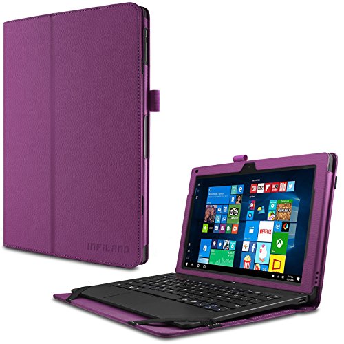 TrekStor SurfTab twin 11.6 Hülle Case -Infiland Slim Fit Folio PU-lederne dünne Kunstleder Schutzhülle Cover Tasche für TrekStor SurfTab twin 11.6 Volks-Tablet, 29,5 cm (11.6 Zoll 2in1 Tablet-PC) (mit Auto Schlaf / Wach Funktion,Tablet und Tastatur sind nicht entgehaltet) (Lila)
