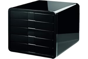 ‎HAN HAN Schubladenbox i-BOX, Schreibtischbox mit 5 Schubladen für Formate bis A4/C4, moderne Designbox für Ordnung am Schreibtisch, 1551-13, schwarz