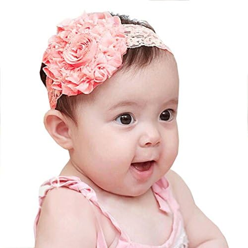 FALAIDUO Sweet Girl Baby Hairband Flower Lace Headwear (Watermelon Red)