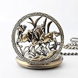Easy Go Shopping Taschenuhr Exquisite Horse Carved Retro Mechanische Boutique Unisex Taschenuhr Bronze mit Kette