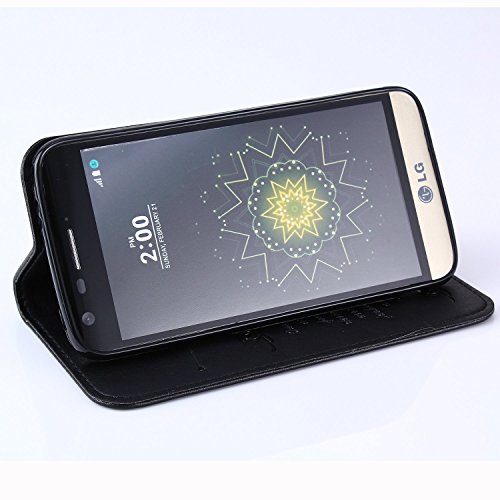 C-Super Mall-UK LG G5 hülle,Qualität PU-Leder starke magnetische Schnalle Mappen-Standplatz -Schlag-Fall für LG G5 ( schwarz ) - 6