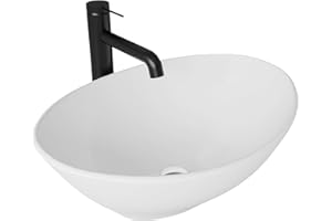 Alpenberger Waschbecken Klein | Aufsatzwaschbecken Oval | Waschtisch Bad Waschschüssel | Mini Waschbecken ohne Hahnloch | Gästewaschbecken Gäste WC Handwaschbecken mit Nano | Waschplätze Badezimmer