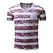 Produktbild T Shirt Herren, HUIHUI Coole O-Ausschnitt Kurzarm Sweatshirt Slim Fit Basic uv Polo-Shirt Mode Sport Oberteile Oversize Bench Tops Striping Casual Sommer Freizeit Hemd Poloshirt (XXL, Rot)