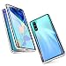 Produktbild Jonwelsy Hülle für Xiaomi Mi 9 SE, Magnetische Adsorption Metall Stoßstange Flip Cover mit 360 Grad Schutz Doppelte Seiten Transparent Gehärtetes Glas Handyhülle für Xiaomi Mi 9 SE (Silber)