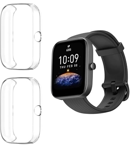 PaceBid [2 Pezzi Custodia Compatibile con Amazfit Bip 3 Pro/Amazfit Bip 3, Custodia Protettiva TPU Protezione Totale Custodia Gomma Utrasottile HD Definizione per Amazfit Bip 3 Pro/Bip 3 -Nero