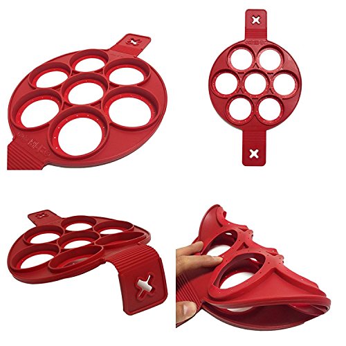 Miaogo Pancakes Form omelette Fixator making tool, Fantastic AS SEEN ON TV NEW, Nonstick Silikon Ei Ring Pfannkuchen maker （rot） - 5