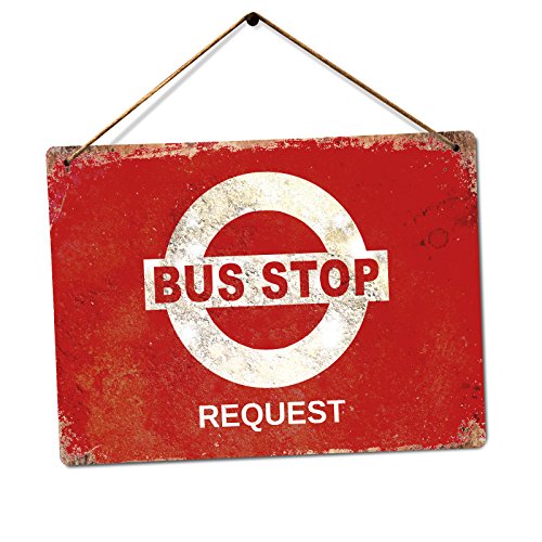 WTF | Bus Stop Request – Red Underground Logo | Sticky-Pads - Metal Wall Sign Plaque Art Inspirational