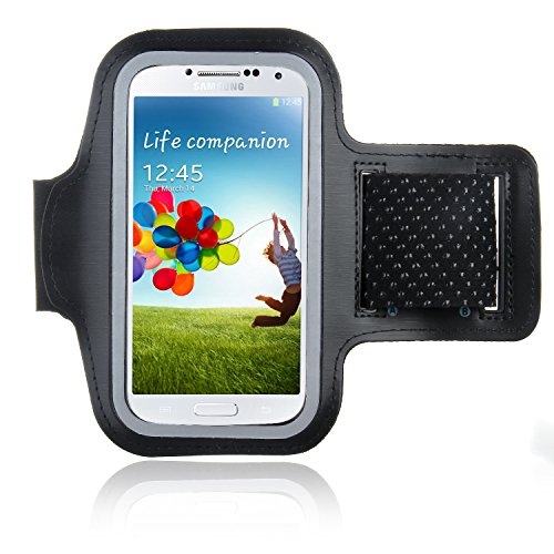 Bestwe Samsung Galaxy S5 Schwarz Neoprene Sports Jogging Armband Tasche Oberarmtasche Schutz Hülle Etui Case (Samsung Galaxy S4)