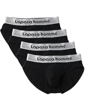 Lapasa Herren Slips, 4 Pack, Gekämmte Baumwolle - Weich, Luftig mit Schönem Tragekomfort, Herren Hip Brief, Herren...